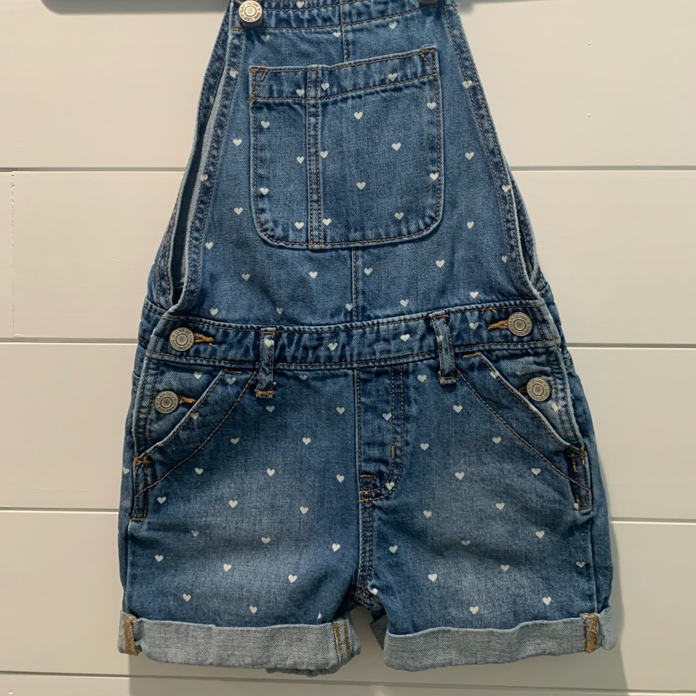 Gap Kids short overalls with hearts
